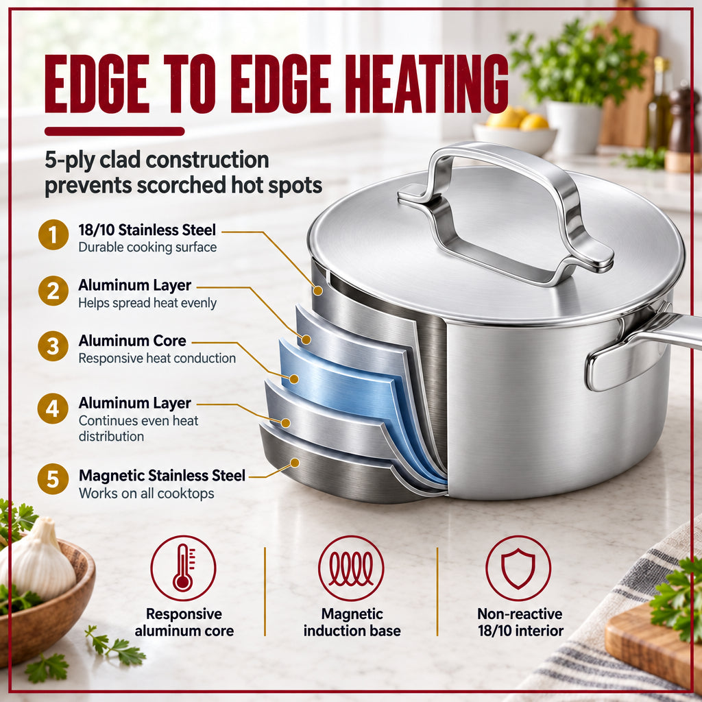 5-Ply Stainless Saucepan with Lid