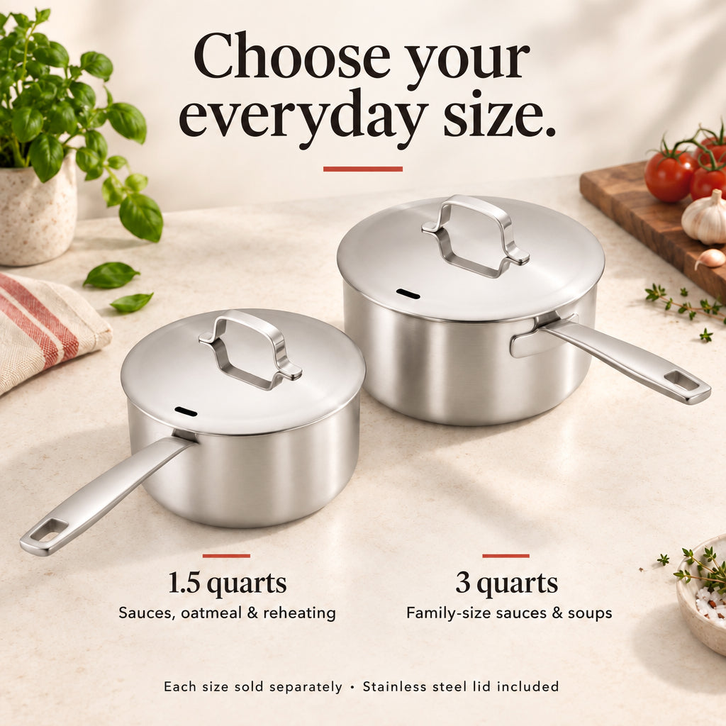 5-Ply Stainless Saucepan with Lid