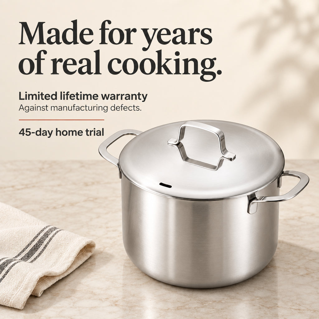 5-Ply Stainless Stock Pot with Lid, 7-Qt
