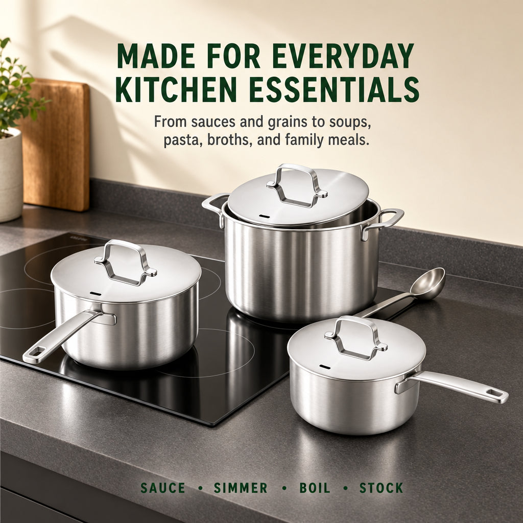 5-Ply Stainless Pot Set, 6-Piece