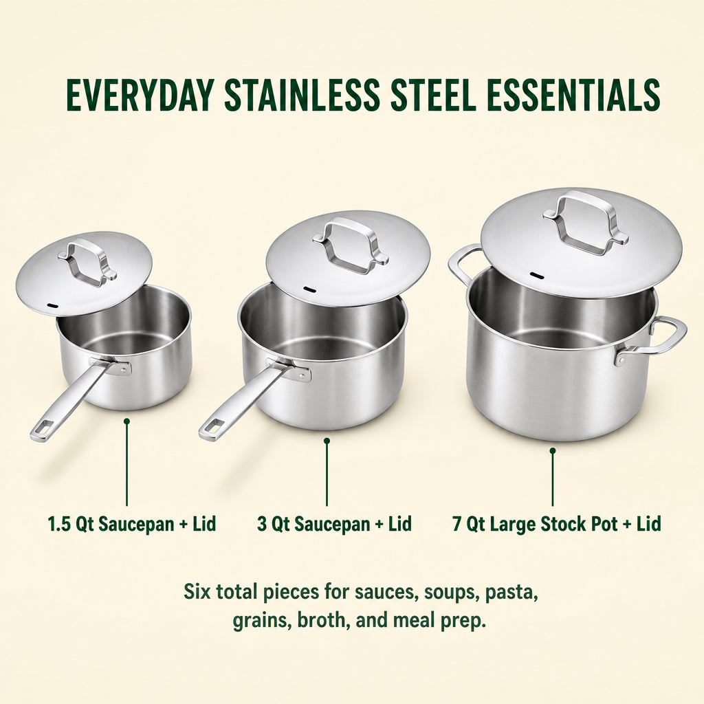 5-Ply Stainless Pot Set, 6-Piece