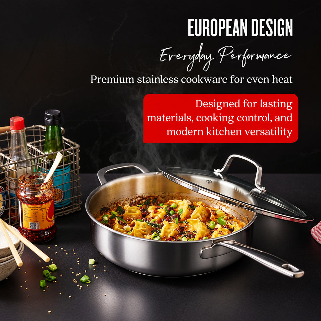 5-Ply Stainless Sauté Pan with Lid, 4-Qt