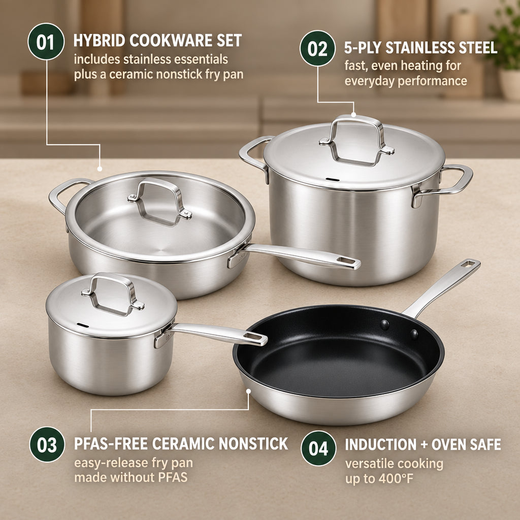 Hybrid Cookware Set, 7-Piece